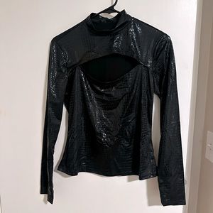 Animal Texture SHEIN Keyhole Top